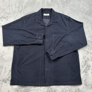 Buck Mason Corduroy Camp Shirt XL Navy Loop Collar Long Sleeve Pinwale